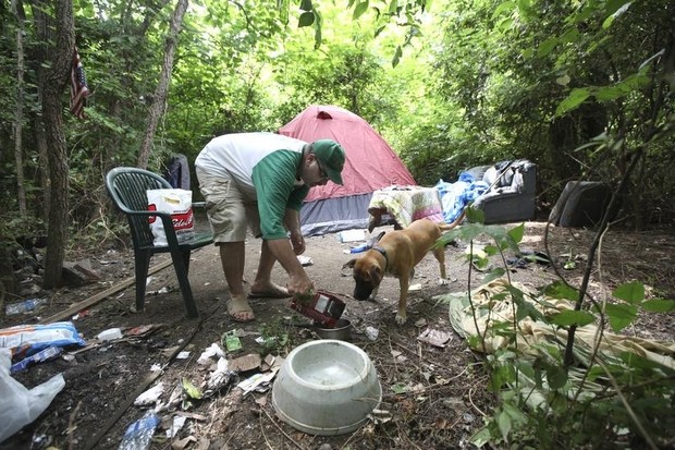 Bridge construction forcing homeless from Southern Indiana sites